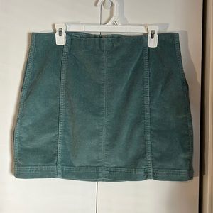 Mint green corduroy mini skirt, size 14